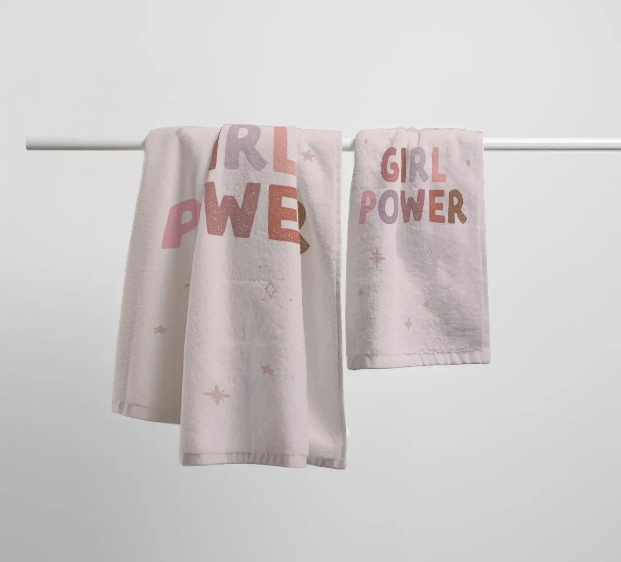 Girl Power Print, Nursery Pastel Pink Room Affirmation Decor towel by Little Lola