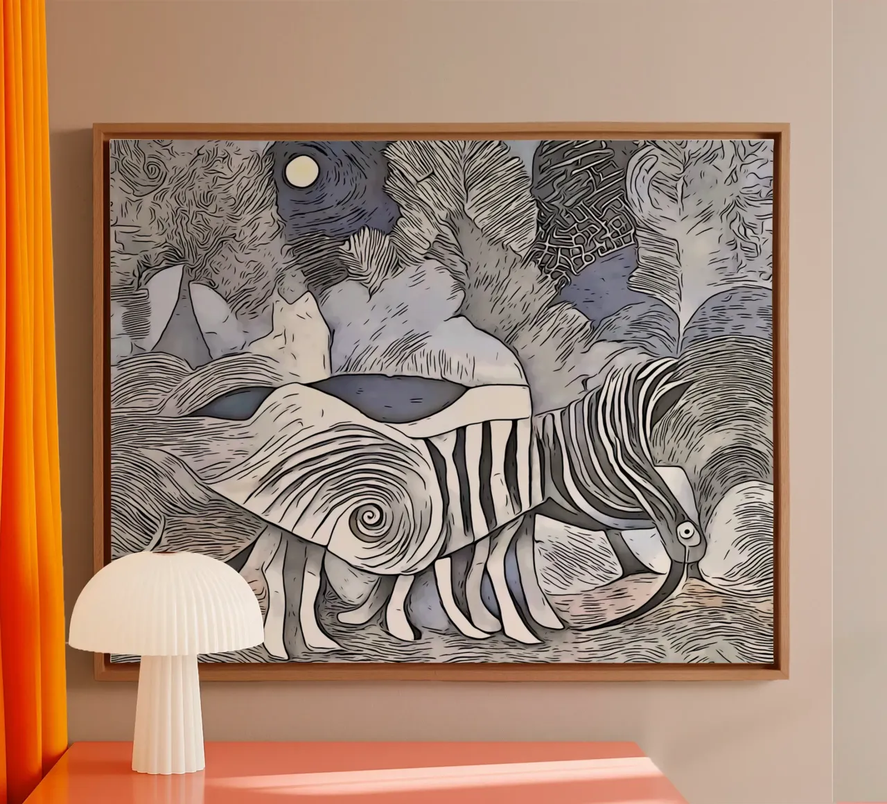 Op safari in Afrika, motief 1 canvas met Baklijst van ZAMART