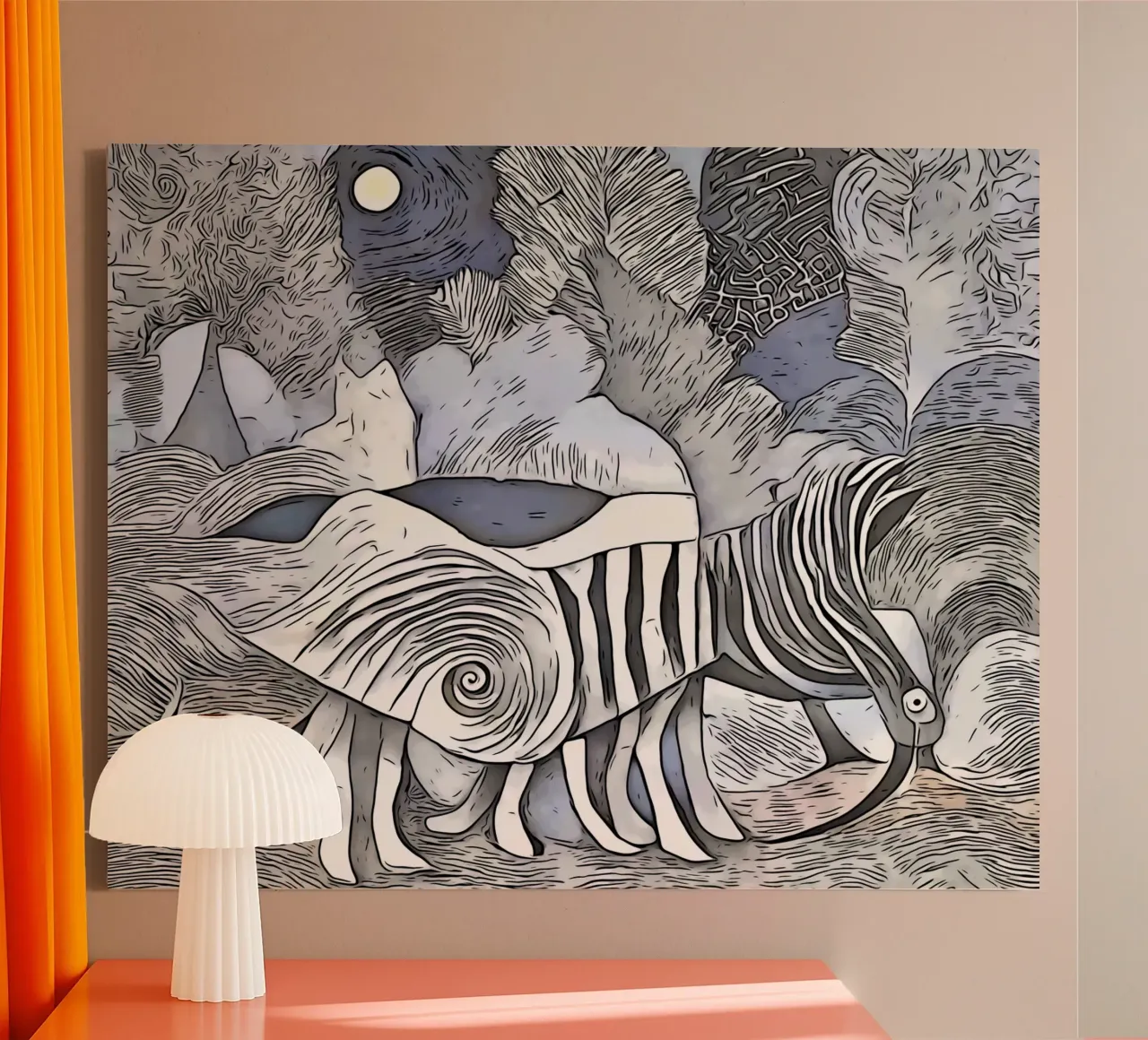 Op safari in Afrika, motief 1 canvas met Baklijst van ZAMART