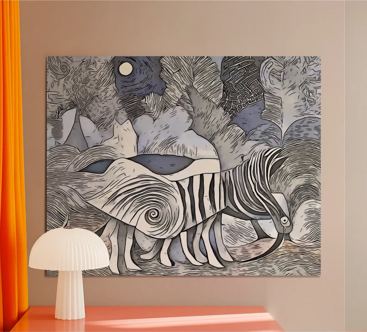 On safari in Africa, motif 1 poster with plastic frame by ZAMART