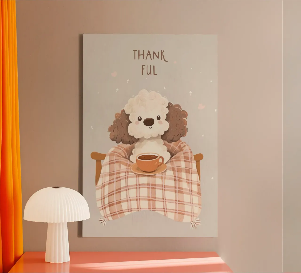 Stampa della cameretta per bambini, illustrazione di un cucciolo carino tela con Cornice a cassetta da Little Lola