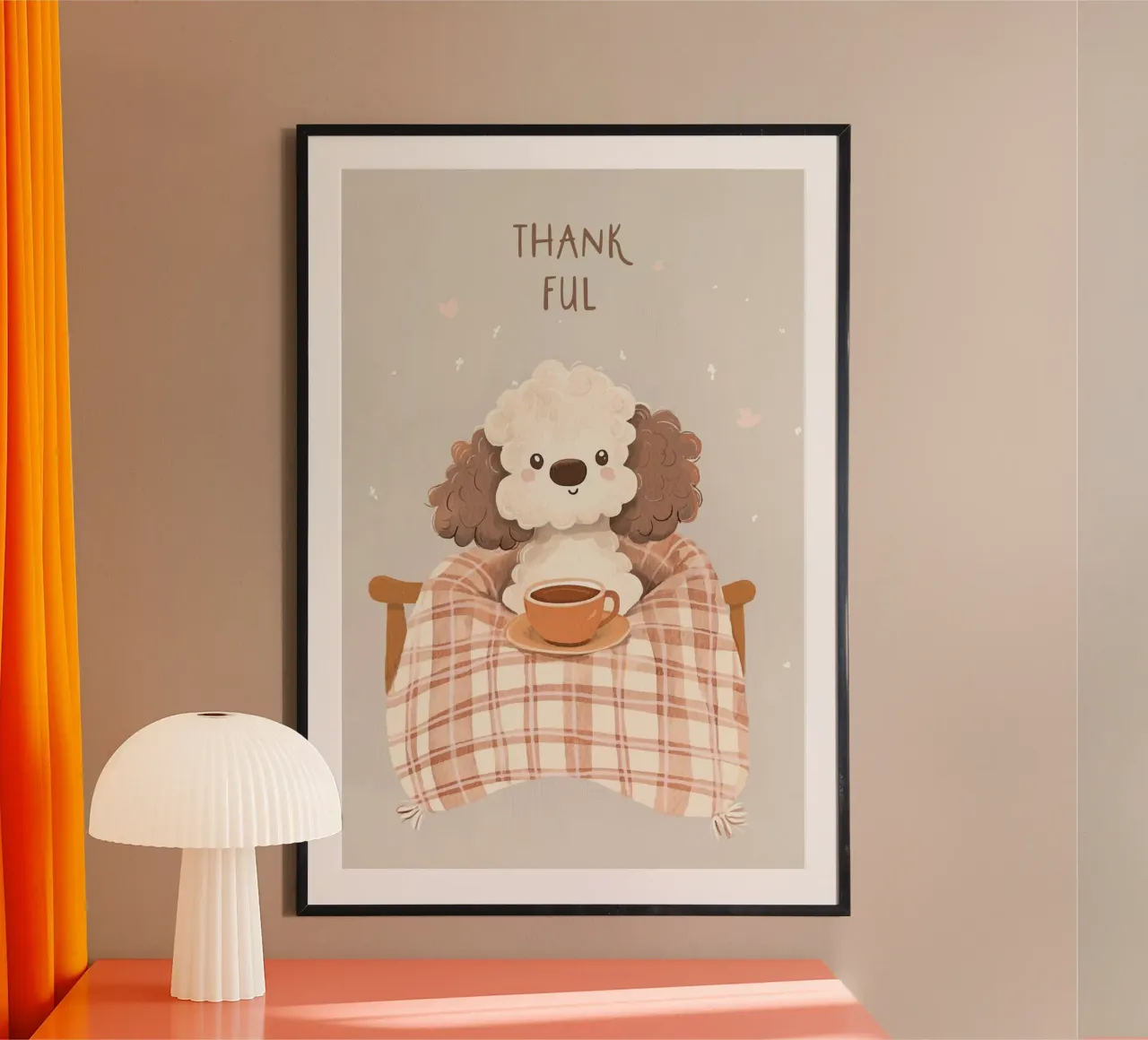 Stampa della cameretta per bambini, illustrazione di un cucciolo carino poster con telaio in legno da Little Lola