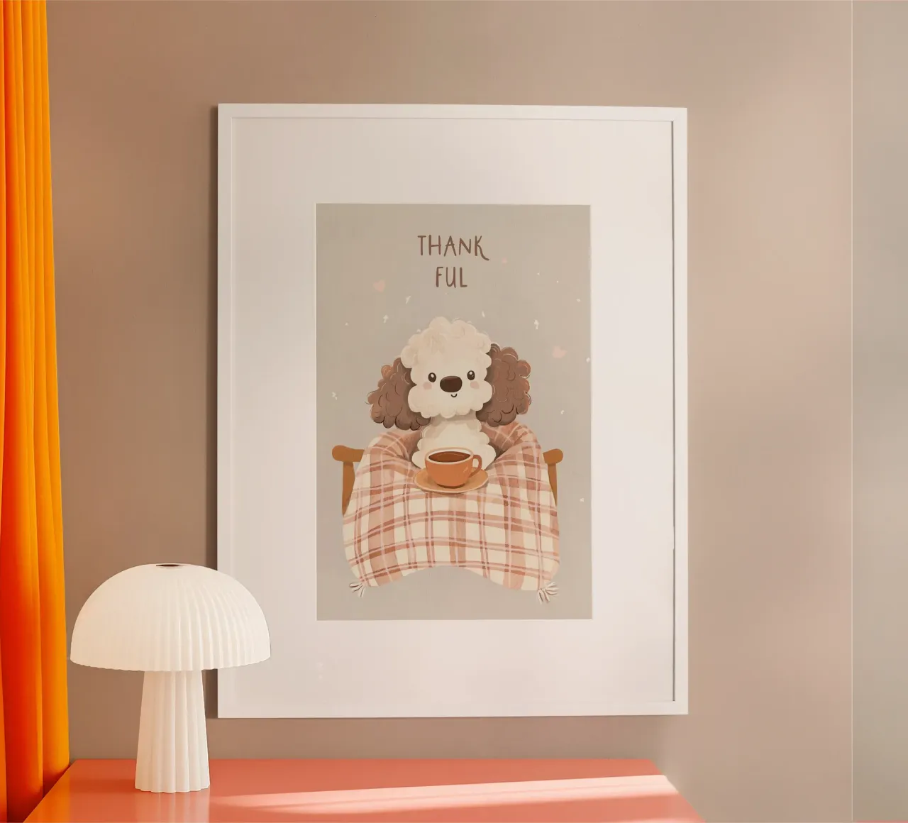 Stampa della cameretta per bambini, illustrazione di un cucciolo carino poster con telaio in legno da Little Lola