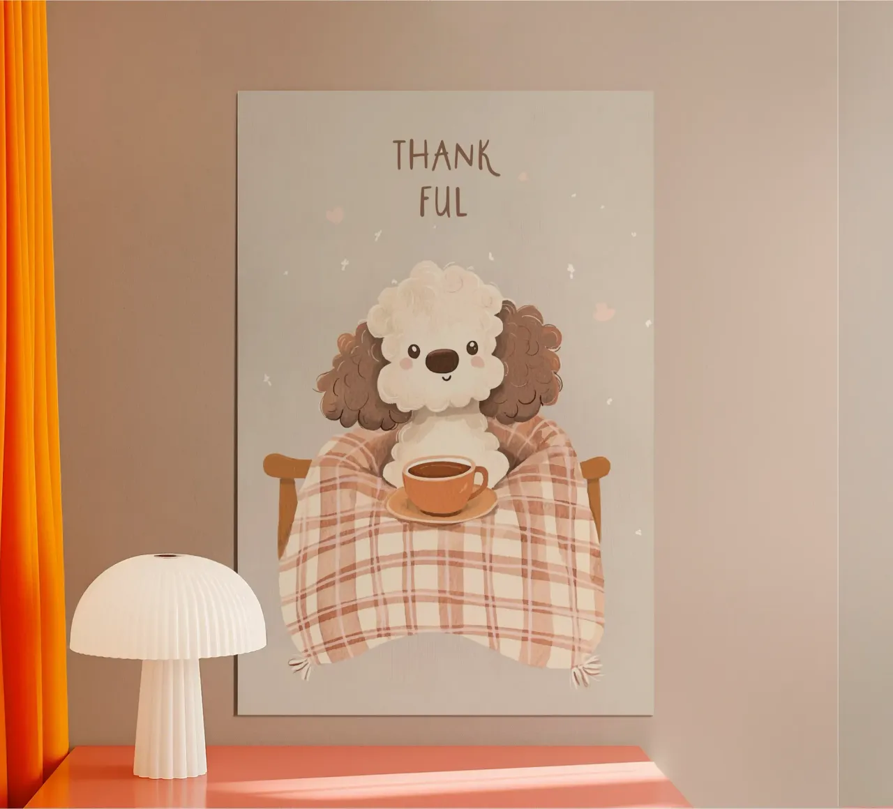 Stampa della cameretta per bambini, illustrazione di un cucciolo carino poster con telaio in legno da Little Lola