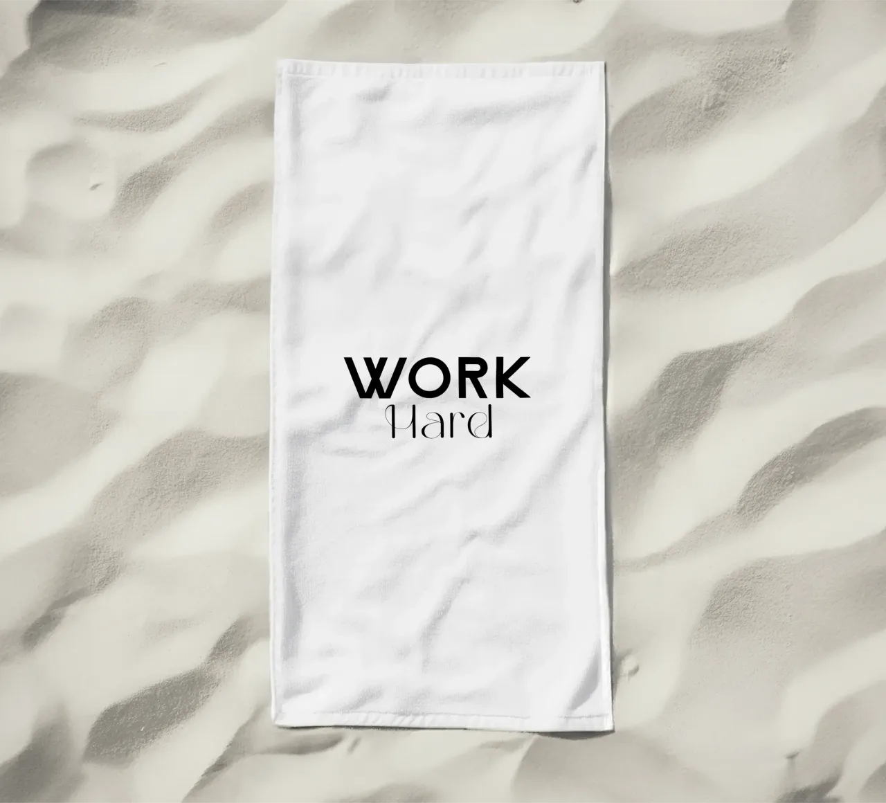 Simple Minimalist Work Hard Typography beach towel by YV TYPOGRAPHY