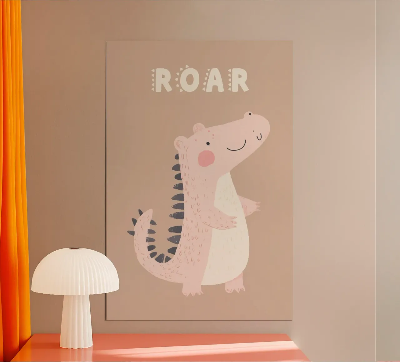 Stampa di dinosauri Roar per la cameretta dei bambini poster con telaio in plastica da Little Lola