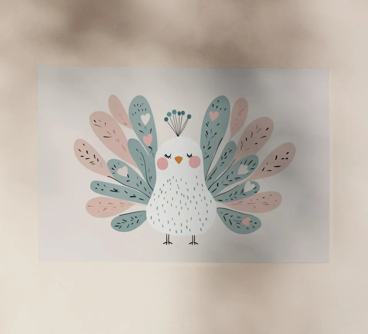 Illustrazione di un simpatico pavone per la cameretta o la stanza dei giochi dei bambini pellicola backlit da Little Lola