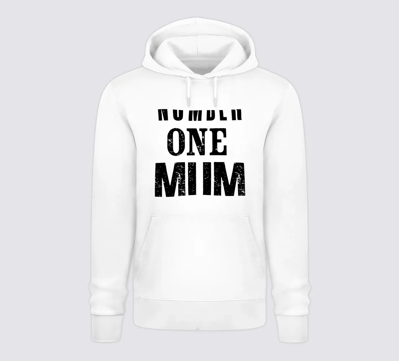 Design tipografico Number One Mum in nero e grigio felpa con cappuccio da THE MOTIVATED TYPE