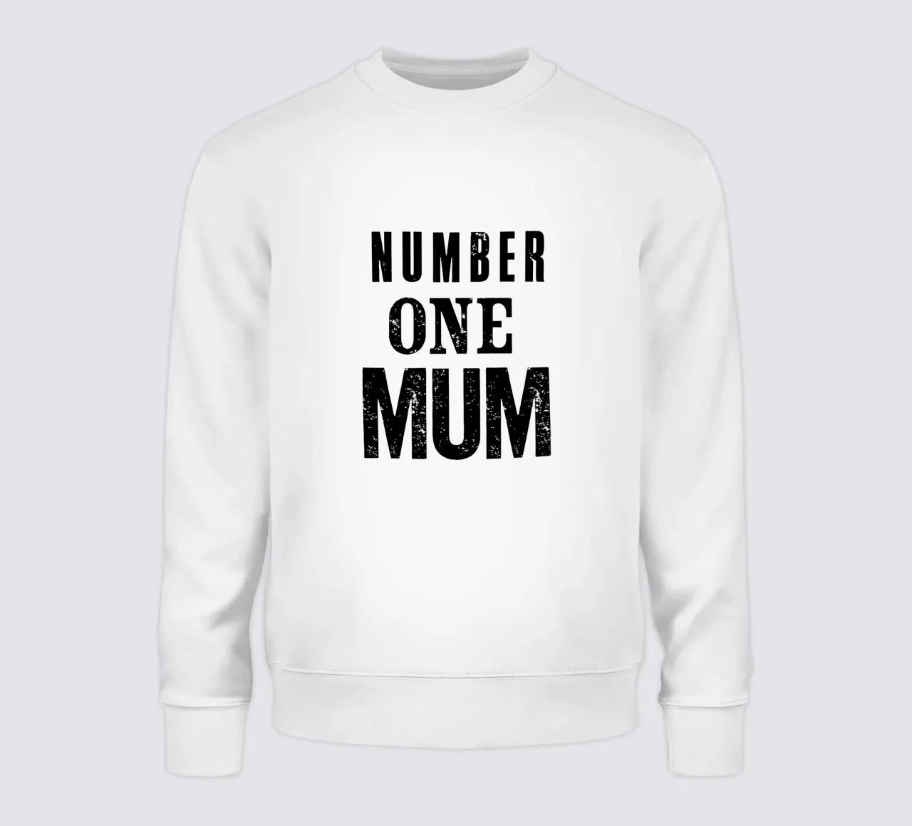 Number One Mum Typografie-ontwerp in zwart en grijs sweatshirt van THE MOTIVATED TYPE