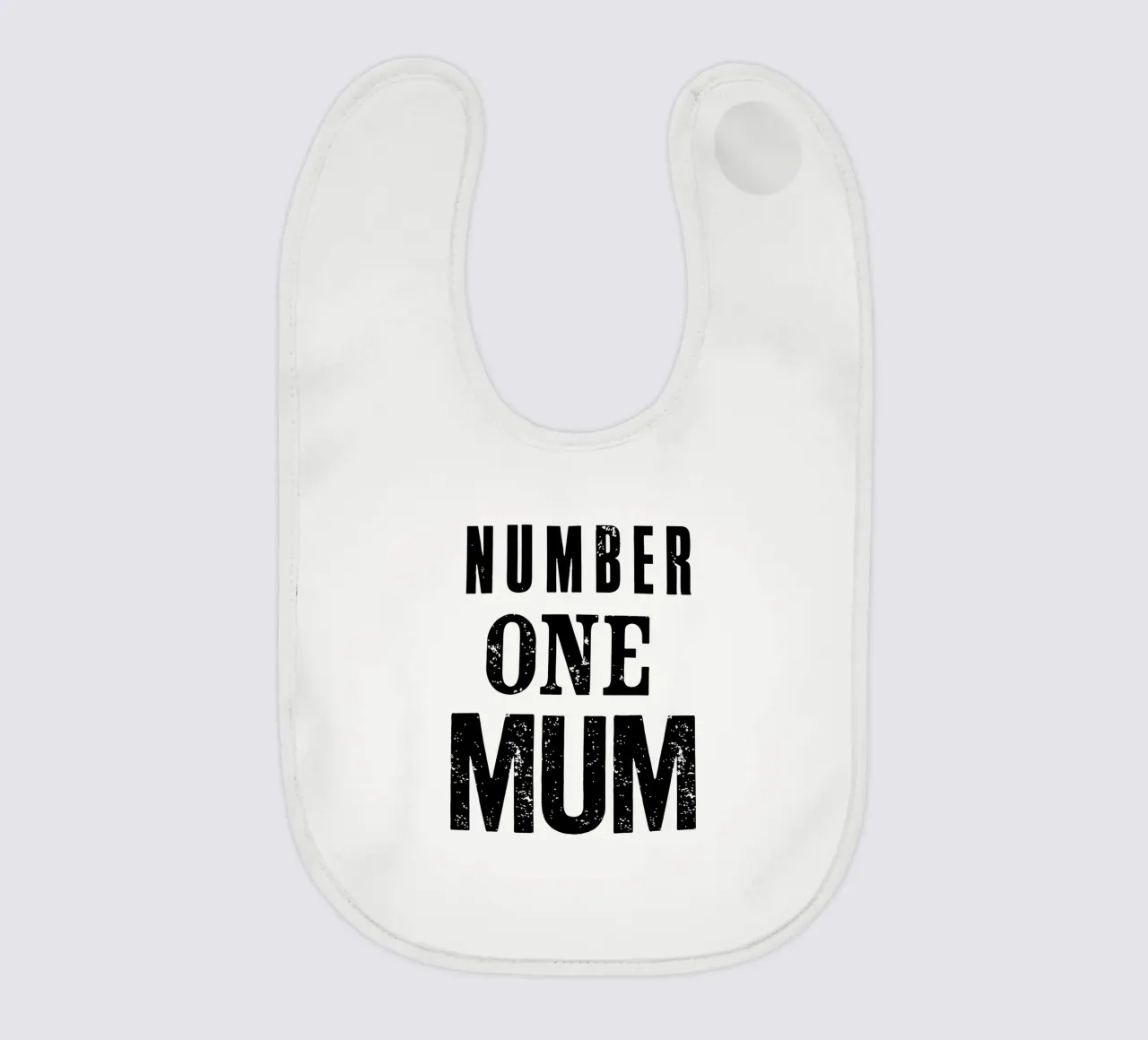 Design tipografico Number One Mum in nero e grigio bavaglino da THE MOTIVATED TYPE