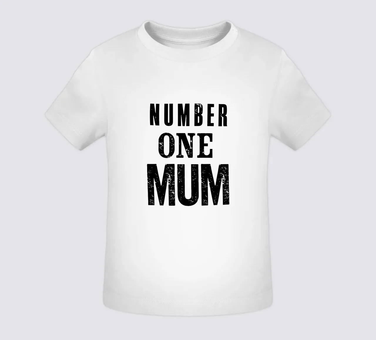 Design tipografico Number One Mum in nero e grigio maglietta neonato da THE MOTIVATED TYPE