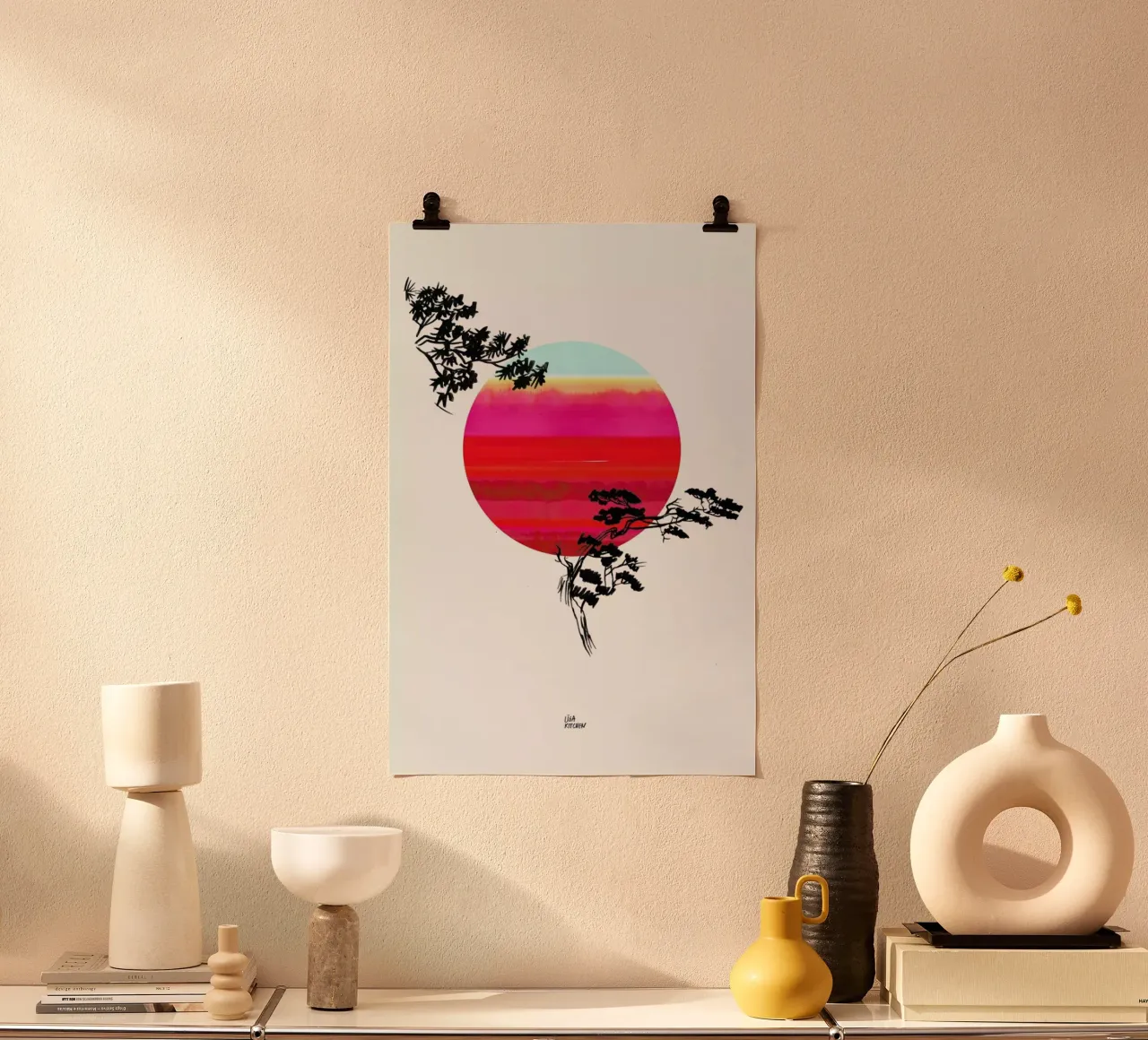 Japanese Sun poster con telaio in plastica da Liga Kitchen