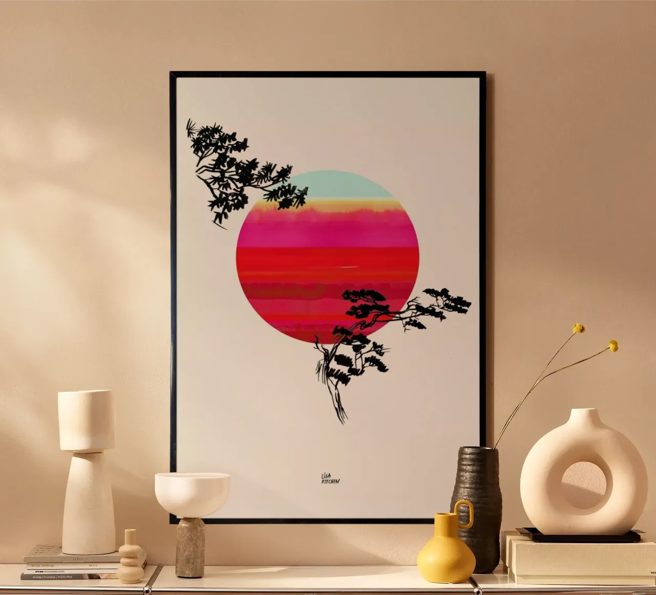 Japanese Sun poster con telaio in plastica da Liga Kitchen