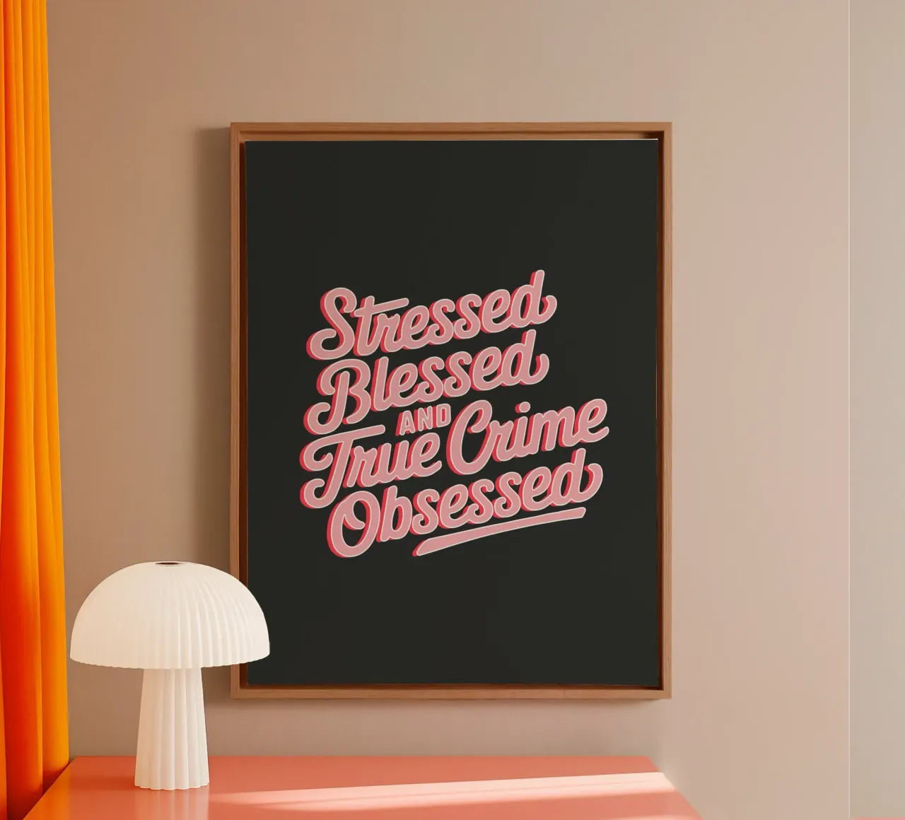 Stressato e ossessionato dai veri crimini tela con Cornice a cassetta da cafelab