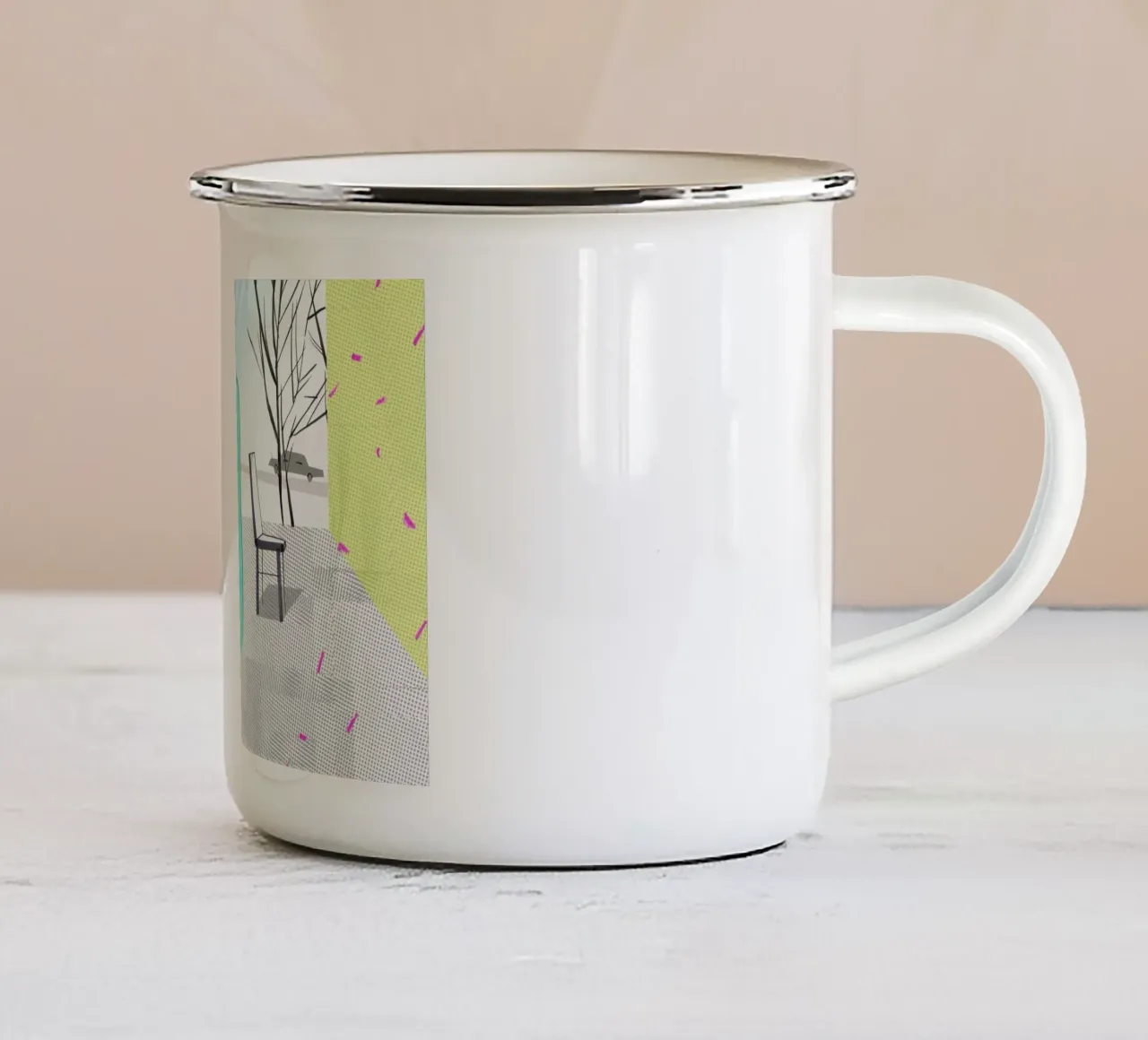 Woman with the Spoiled Cat tazza in smalto da Liga Kitchen