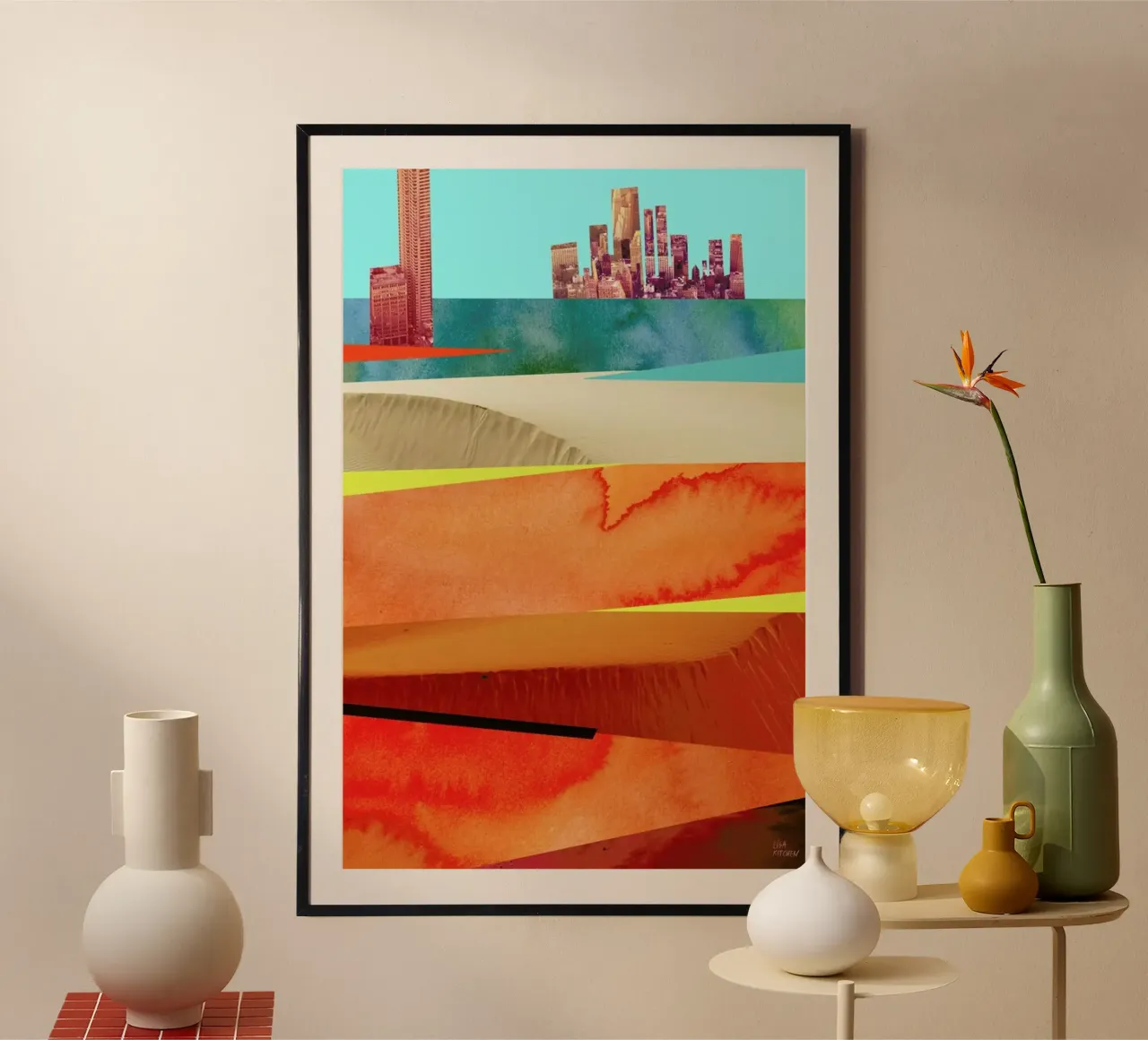 Lost Cities Desert poster con telaio in plastica da Liga Kitchen