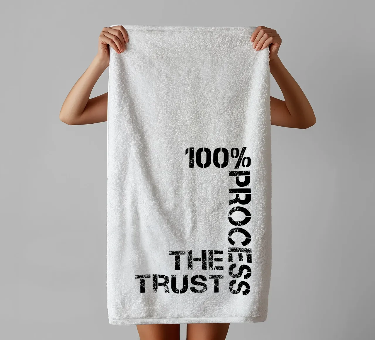 Trust The Process 100% Typography towel by YV TYPOGRAPHY