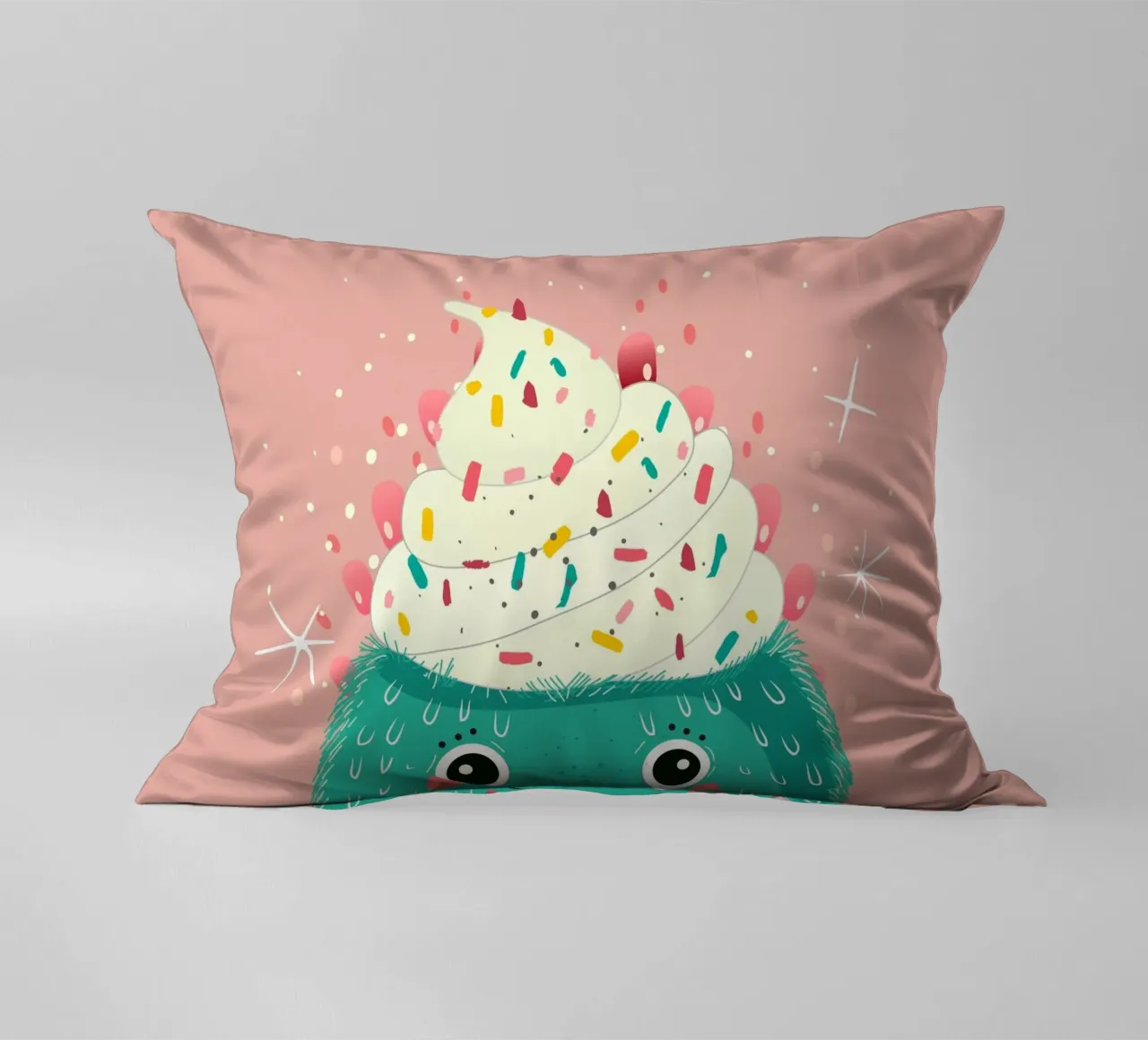 Cute cupcake monster - sweet and playful decorative cushion by namosh