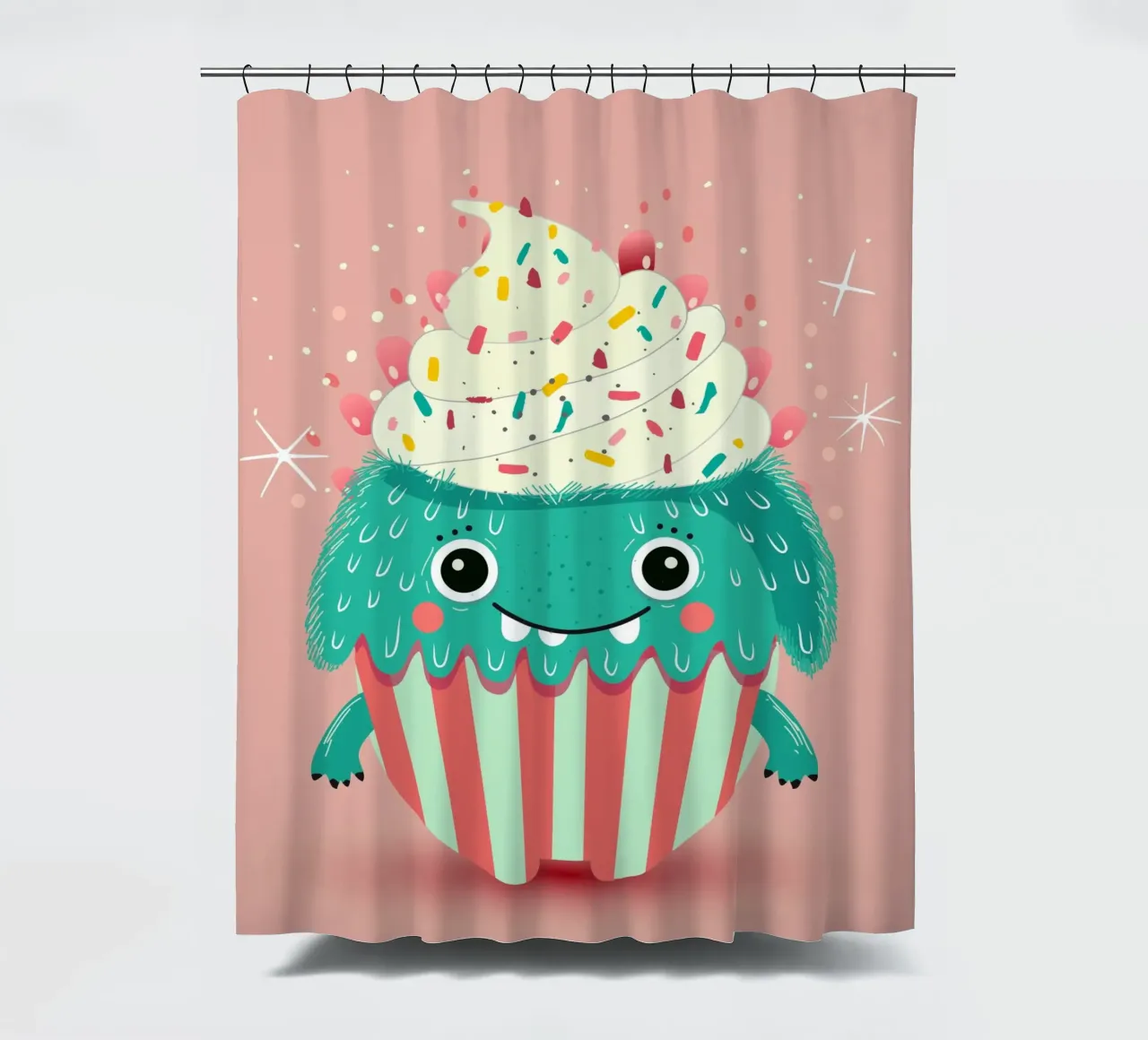 Un simpatico mostro di cupcake - dolce e giocoso tenda da doccia da namosh