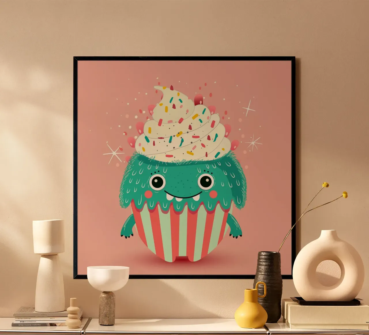 Un simpatico mostro di cupcake - dolce e giocoso poster da namosh