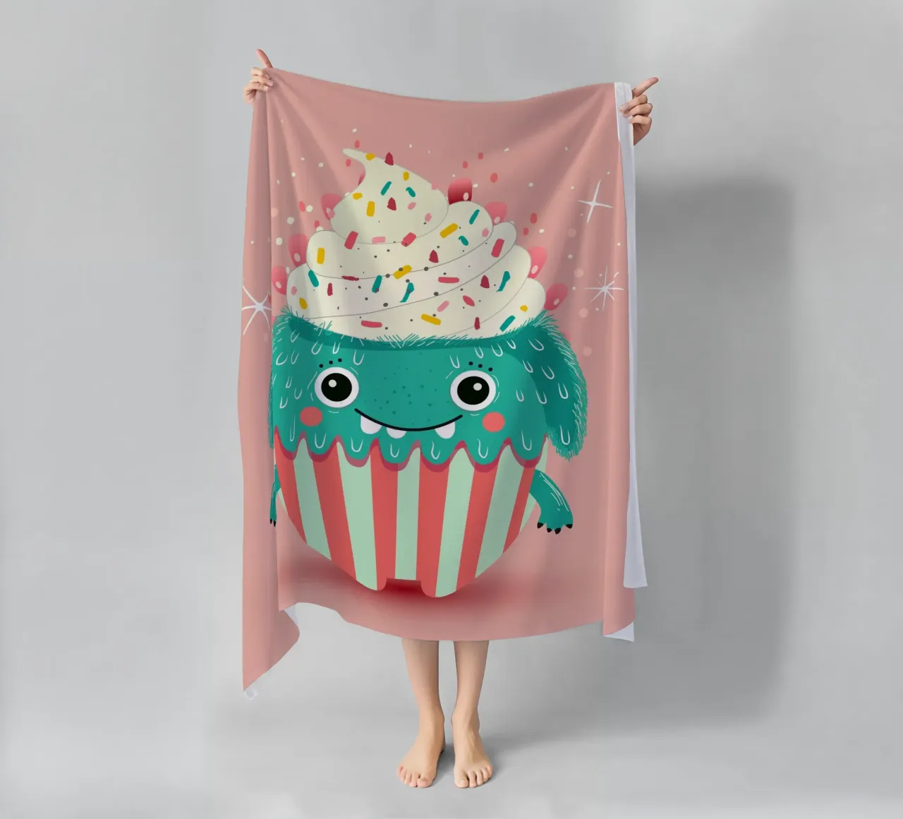 Un simpatico mostro di cupcake - dolce e giocoso telo mare da namosh