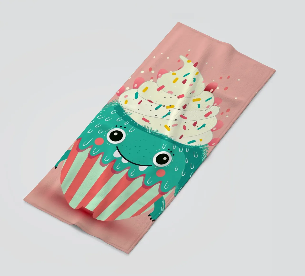 Un simpatico mostro di cupcake - dolce e giocoso telo mare da namosh