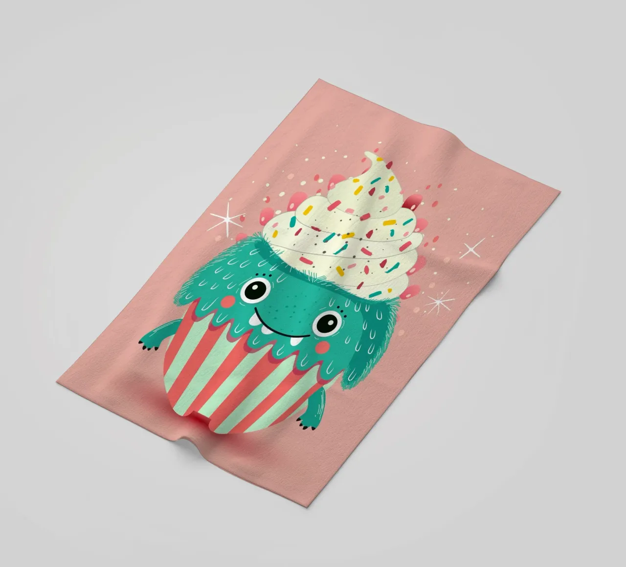 Un simpatico mostro di cupcake - dolce e giocoso telo mare da namosh
