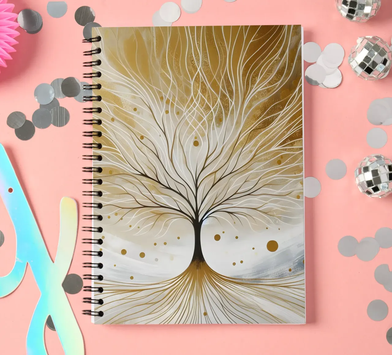 Tree - gold spiral notebook by spiritual