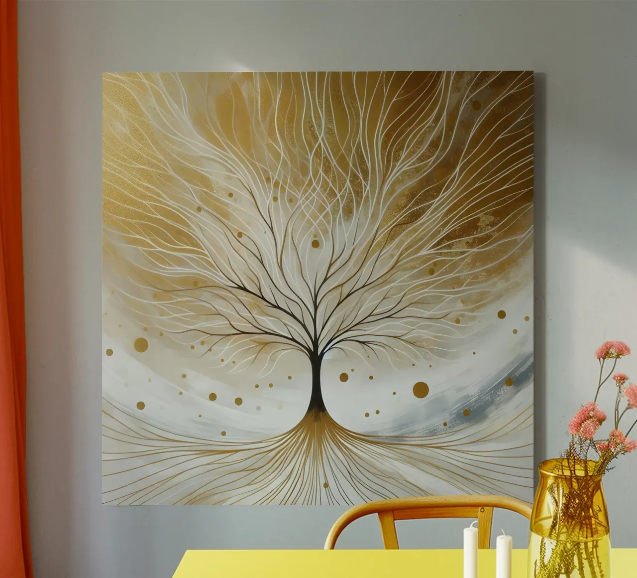 Albero - oro tela con Cornice a cassetta da spiritual
