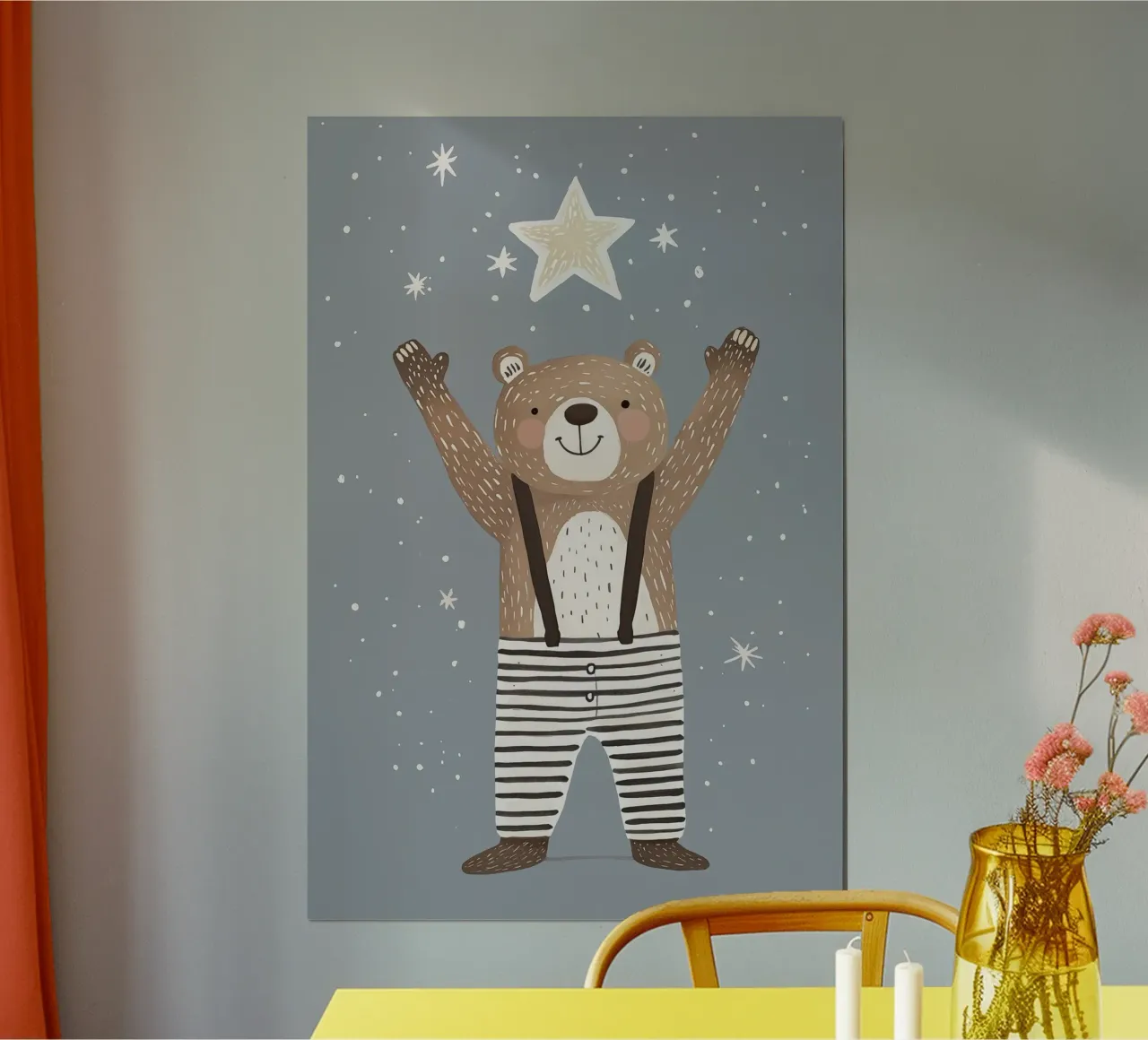 Illustrazione di orsi, cameretta per bambini, stanza dei giochi per bambini poster con telaio in plastica da Little Lola