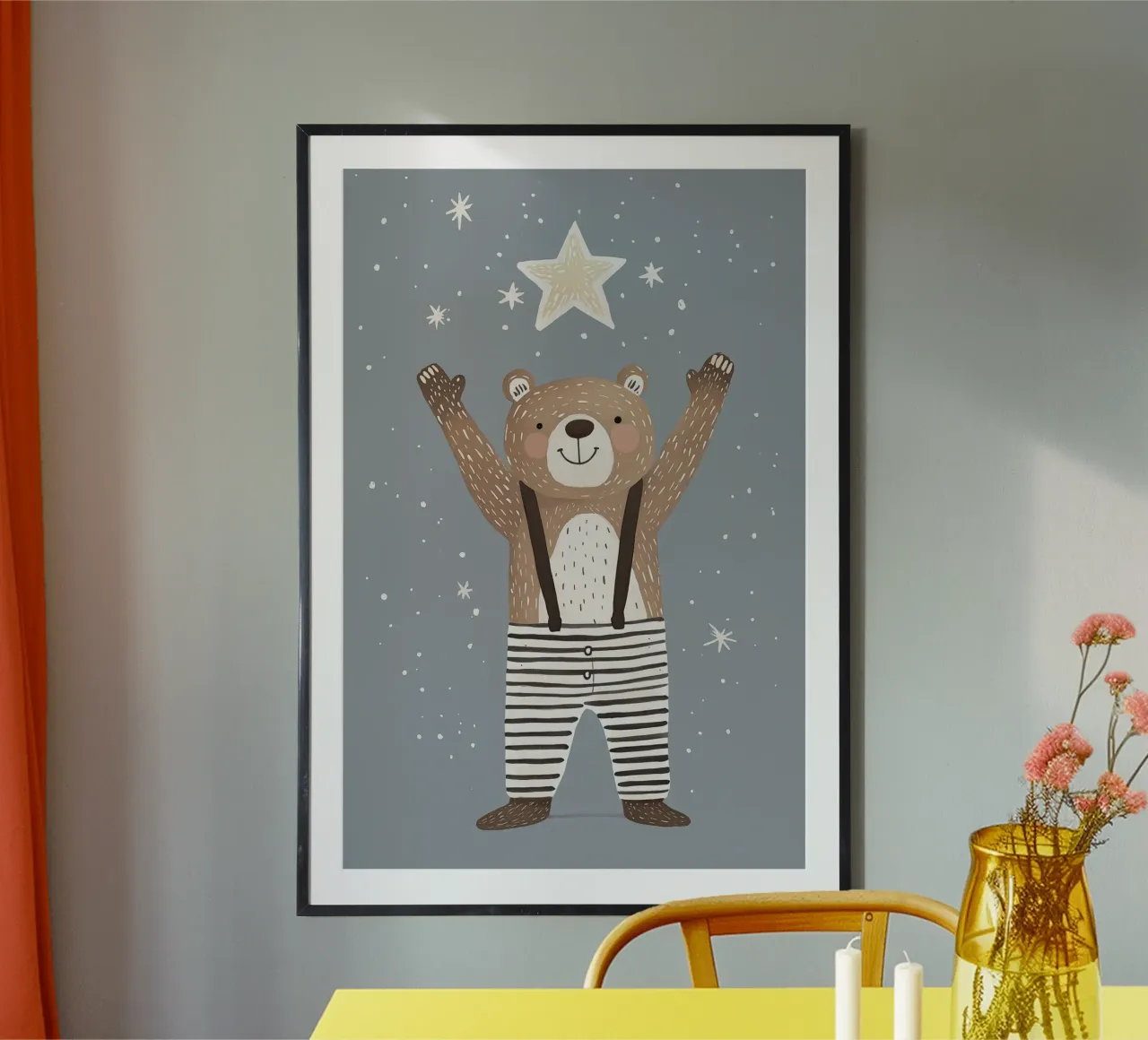 Illustrazione di orsi, cameretta per bambini, stanza dei giochi per bambini poster con telaio in plastica da Little Lola