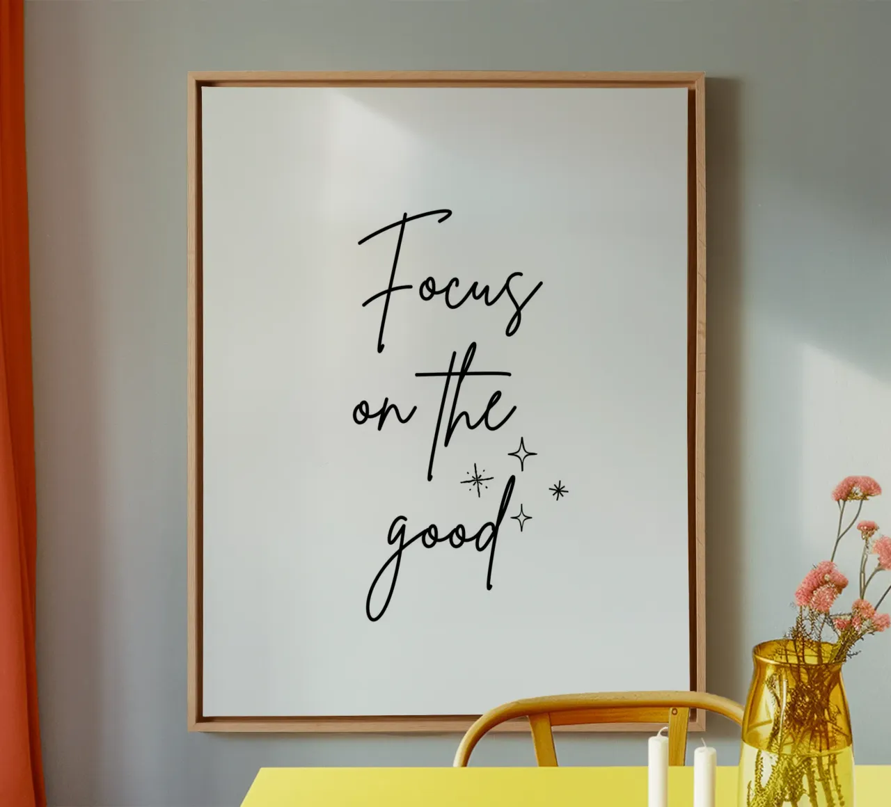 Zitat: Focus on the good. canvas met Baklijst van designsbysophia