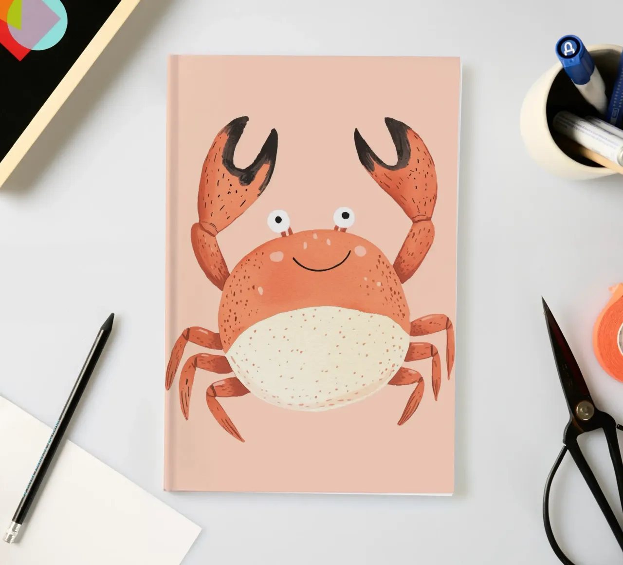 Crab Print, Nursery , Children's Wall Art, Pastel Art notebook by Little Lola