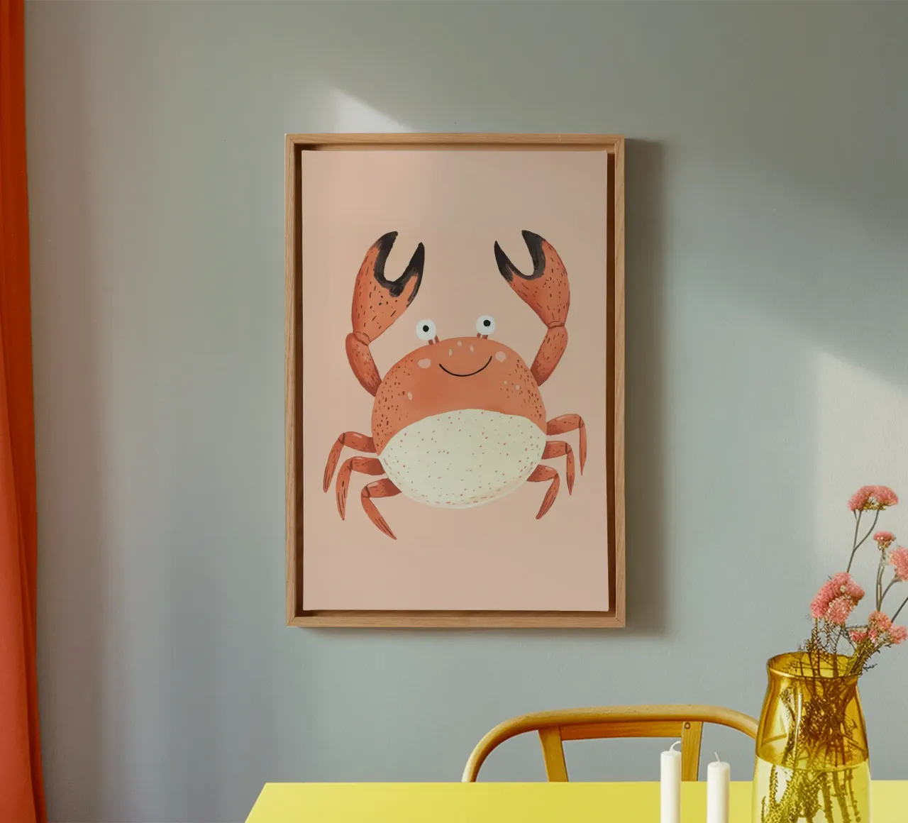 Stampa di granchi, cameretta, arte murale per bambini, arte pastello tela con Cornice a cassetta da Little Lola