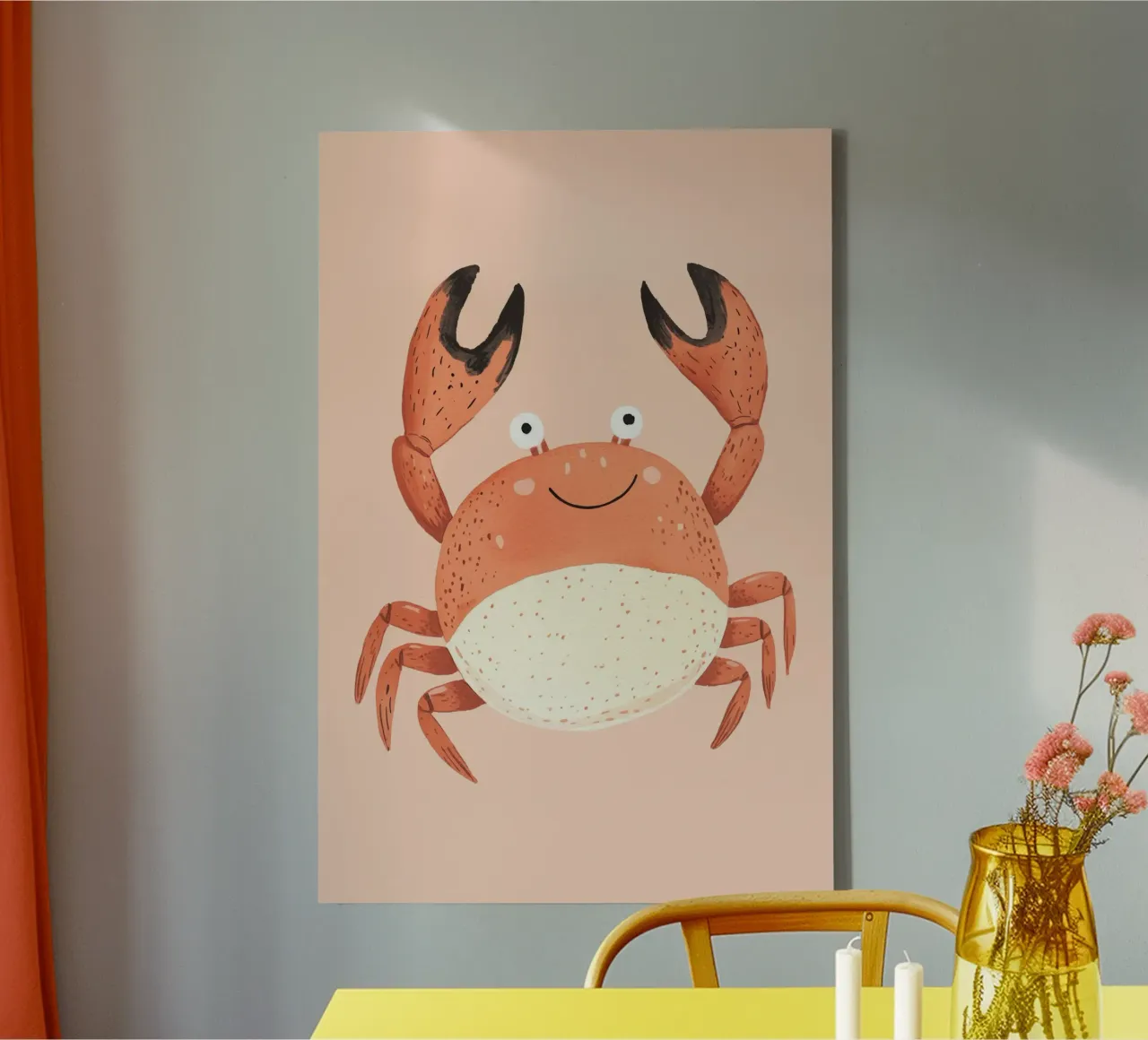 Stampa di granchi, cameretta, arte murale per bambini, arte pastello tela con Cornice a cassetta da Little Lola