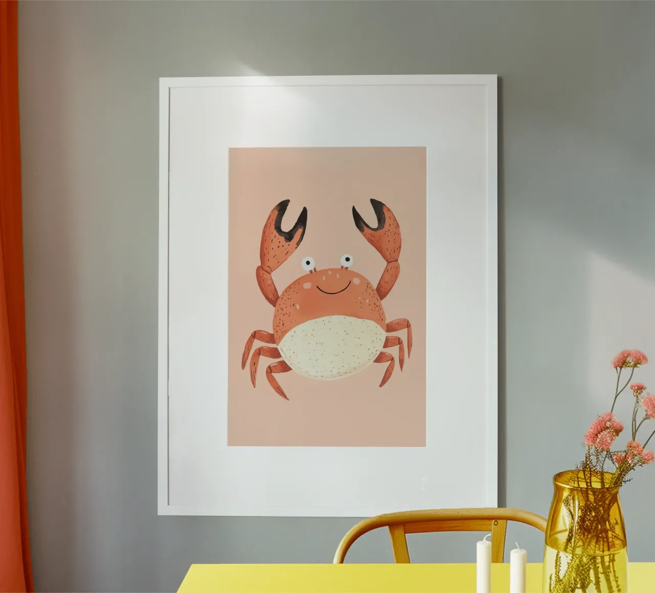 Crab Print, Nursery , Children's Wall Art, Pastel Art hahnemühle by Little Lola