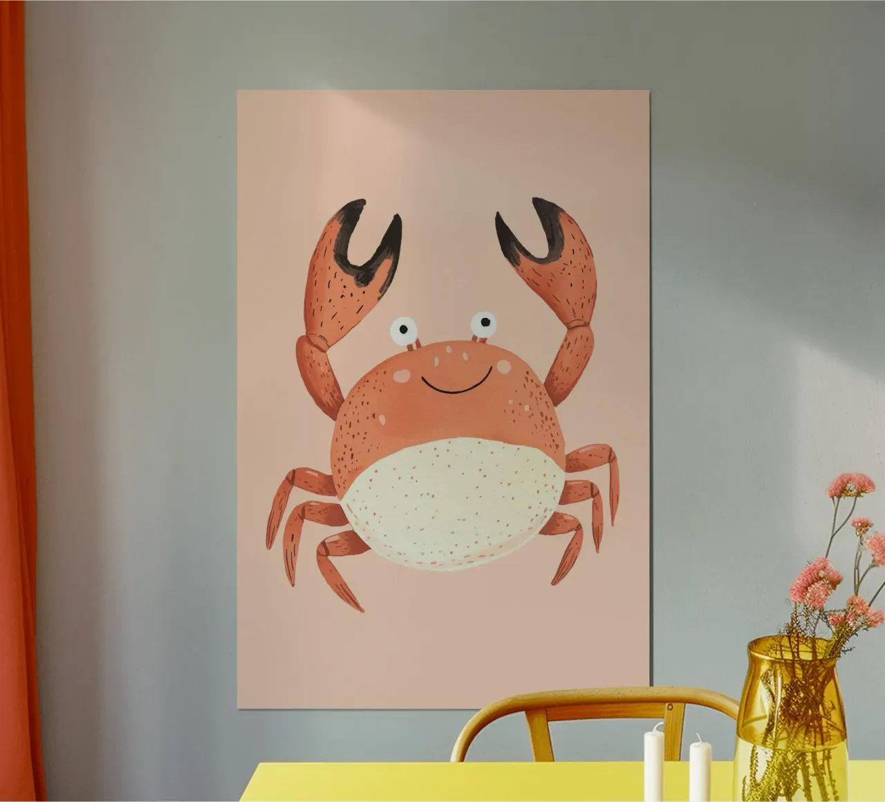 Crab Print, Nursery , Children's Wall Art, Pastel Art hahnemühle by Little Lola