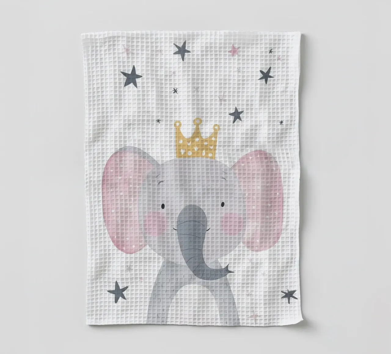 Cute Party Elephant, Birthday Illustration tea towel by Little Lola