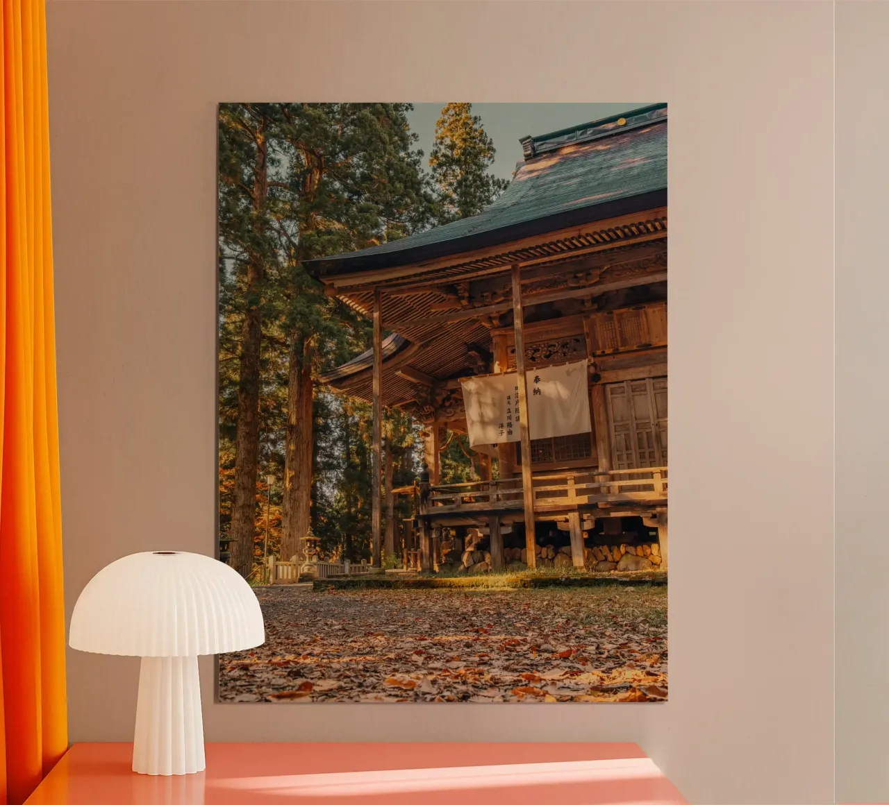 Il santuario di Togakushi in autunno - Nagano, Giappone poster con telaio in legno da Marcel Bisig