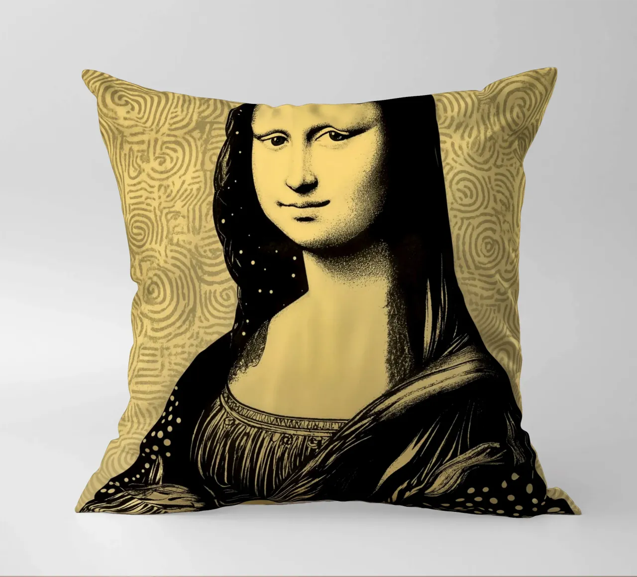 Monna Lisa contemporanea in griglia color terra cuscino da Autofocus