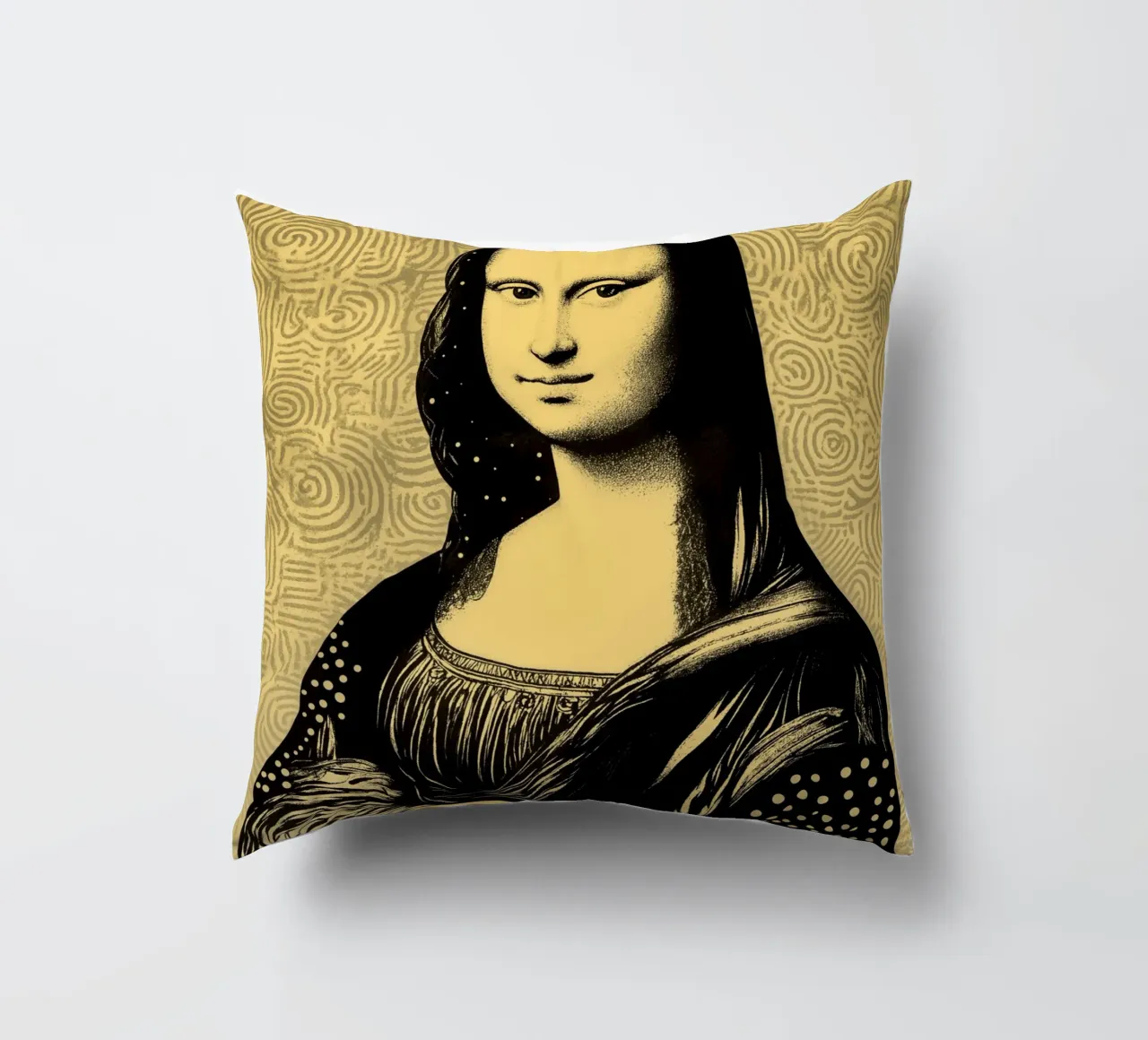 Monna Lisa contemporanea in griglia color terra cuscino da Autofocus