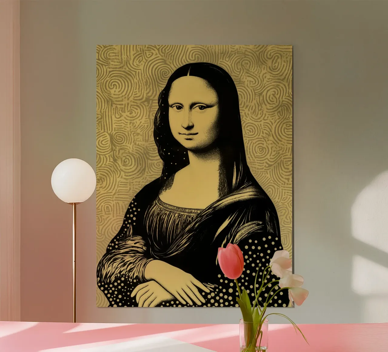 Hedendaagse Mona Lisa in aardkleurig raster hahnemühle van Autofocus