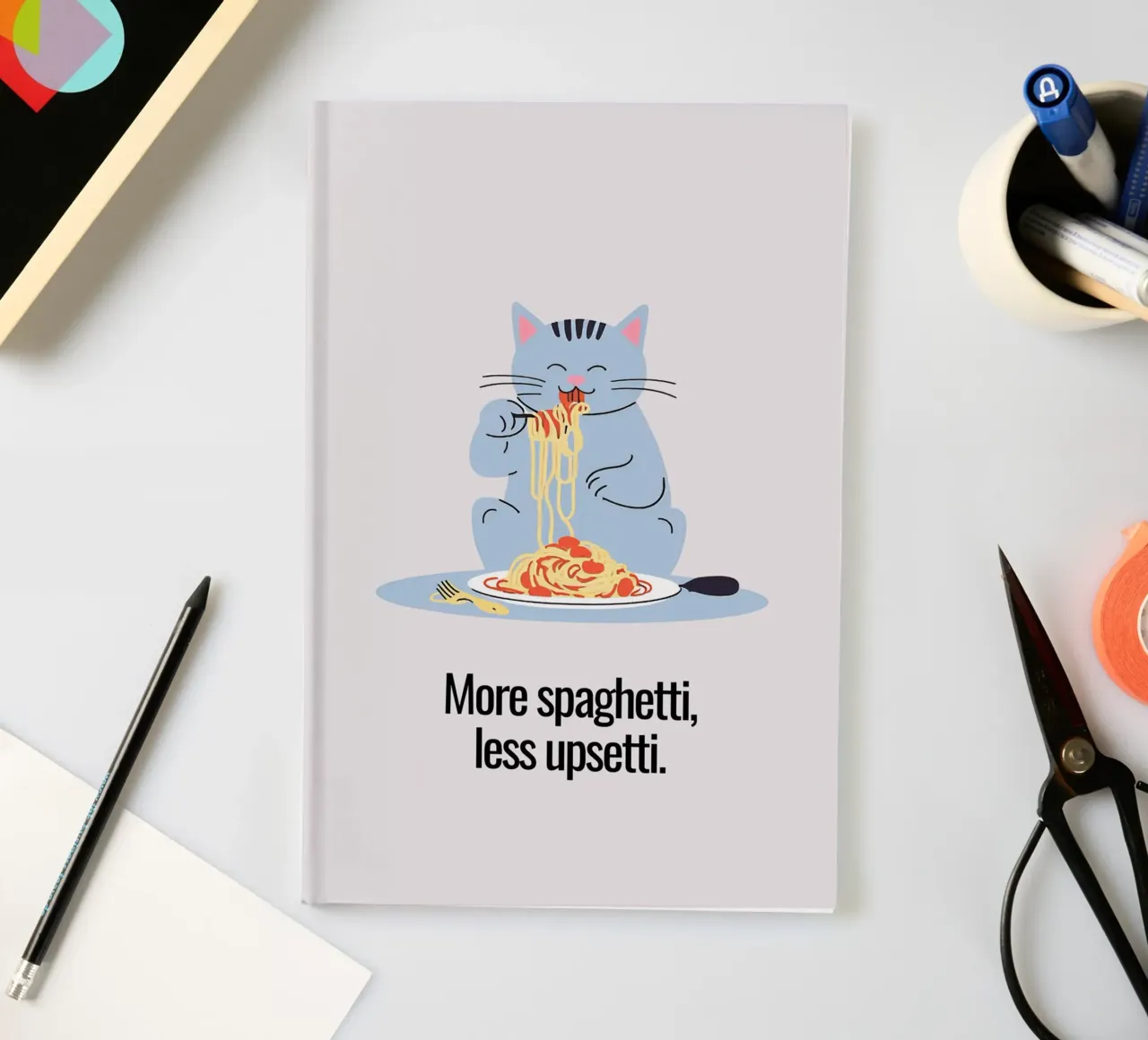 Katze: More spaghetti, less upsetti. notebook by designsbysophia