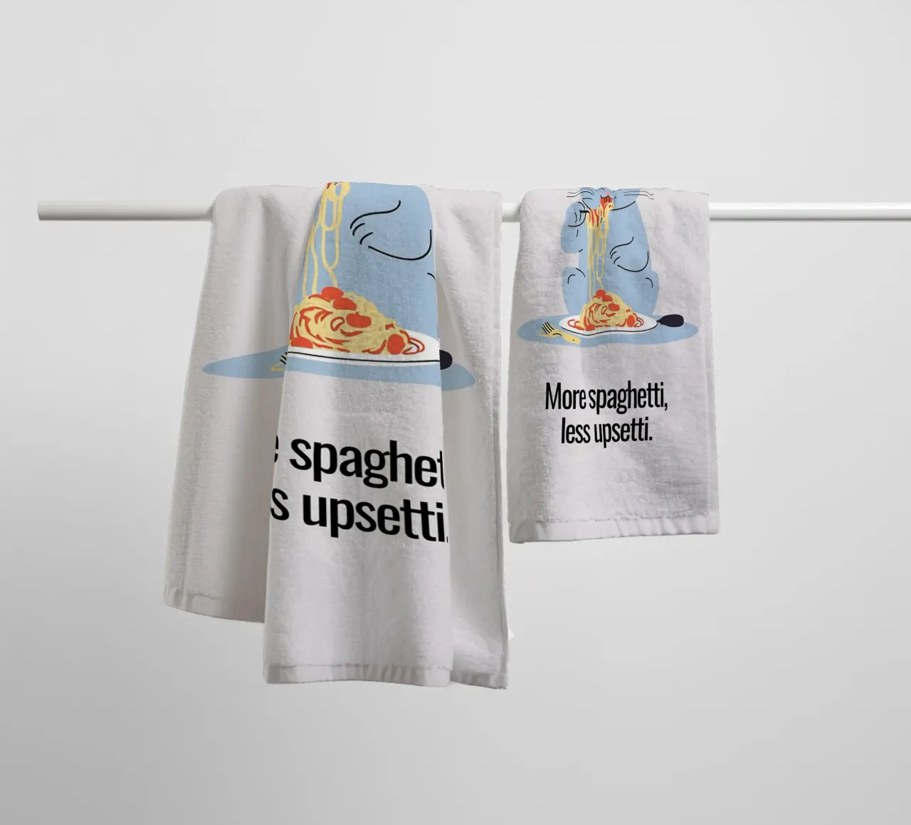 Katze: More spaghetti, less upsetti. asciugamano da bagno da designsbysophia