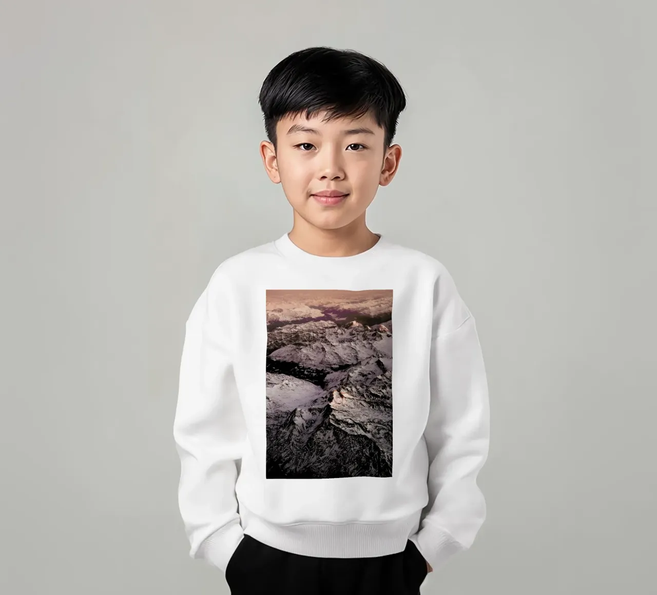Pink Mountains kids sweatshirt by Laura Palm