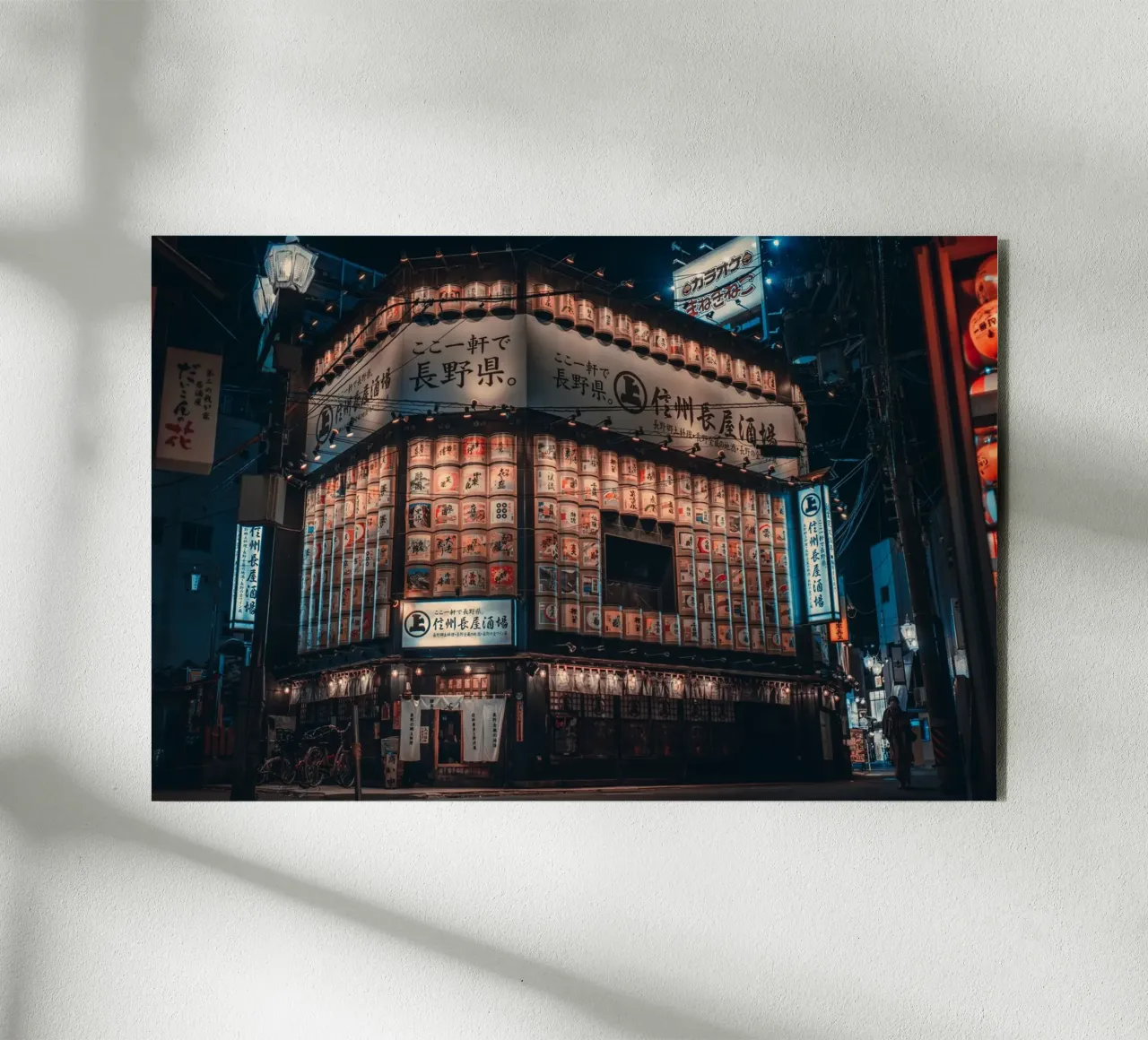 Nagano City Neon Night, Japan alu-dibond by Marcel Bisig