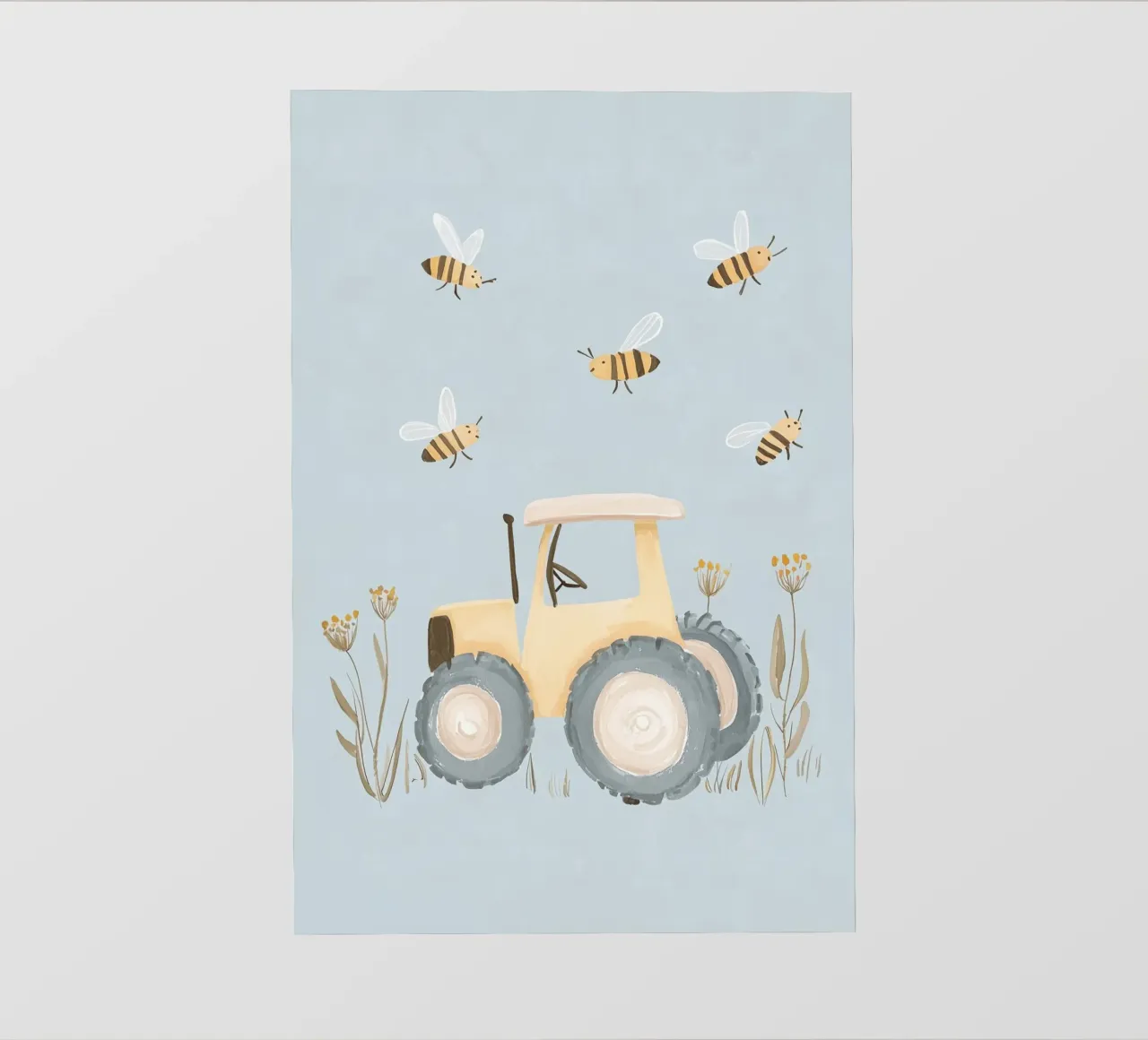 Stampa per cameretta dei ragazzi, illustrazione di trattore e api, arte per bambini pellicola backlit da Little Lola