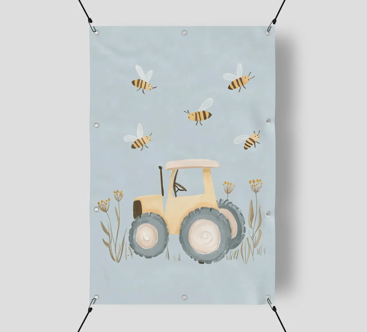 Stampa per cameretta dei ragazzi, illustrazione di trattore e api, arte per bambini telo in pvc da Little Lola