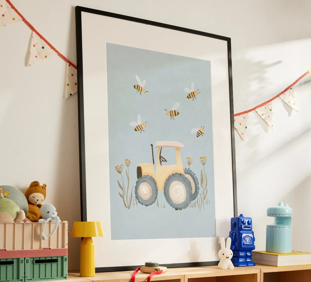 Stampa per cameretta dei ragazzi, illustrazione di trattore e api, arte per bambini carta hahnemühle da Little Lola