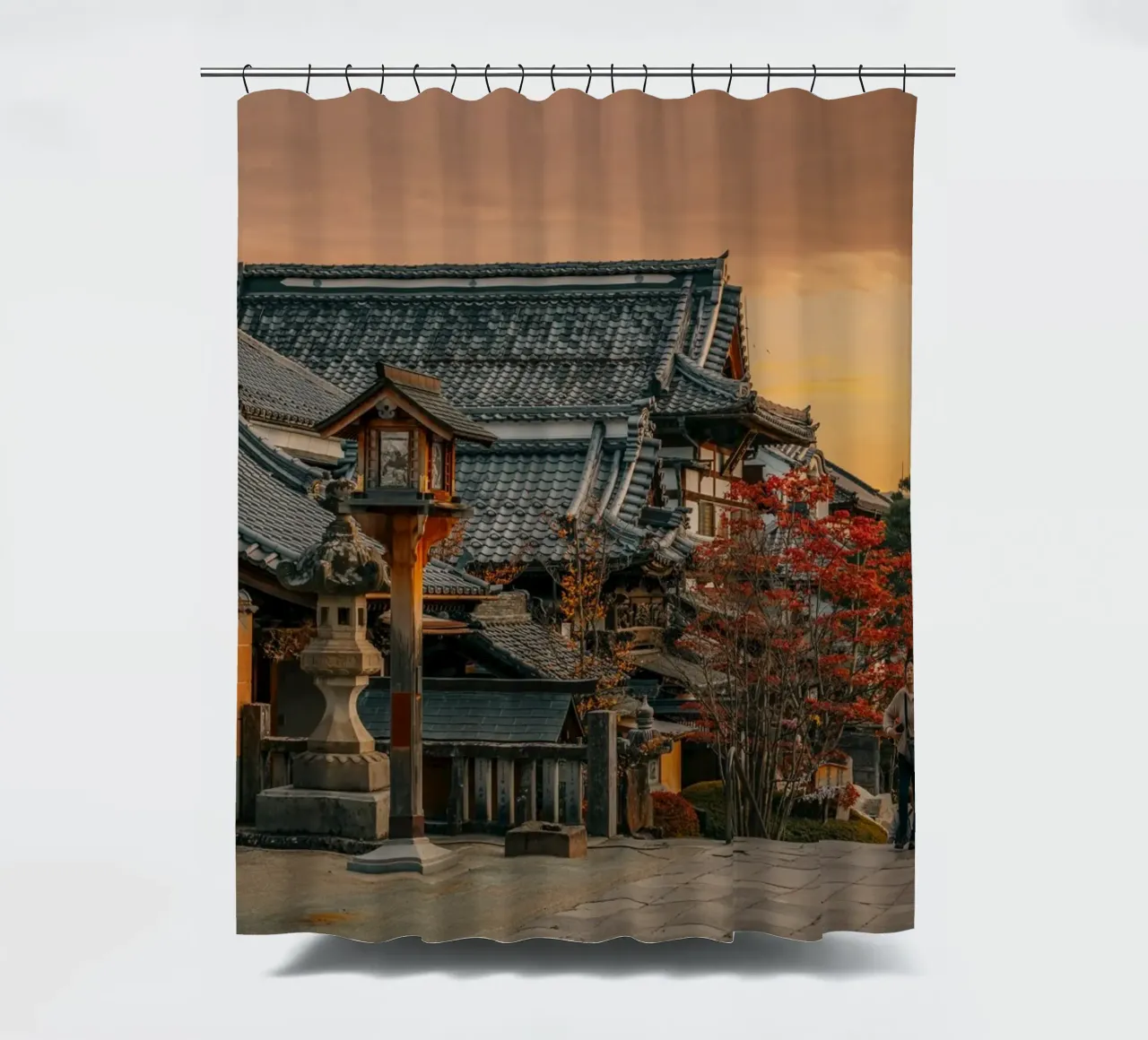 Tramonto d'autunno a Nagano, Giappone tenda da doccia da Marcel Bisig